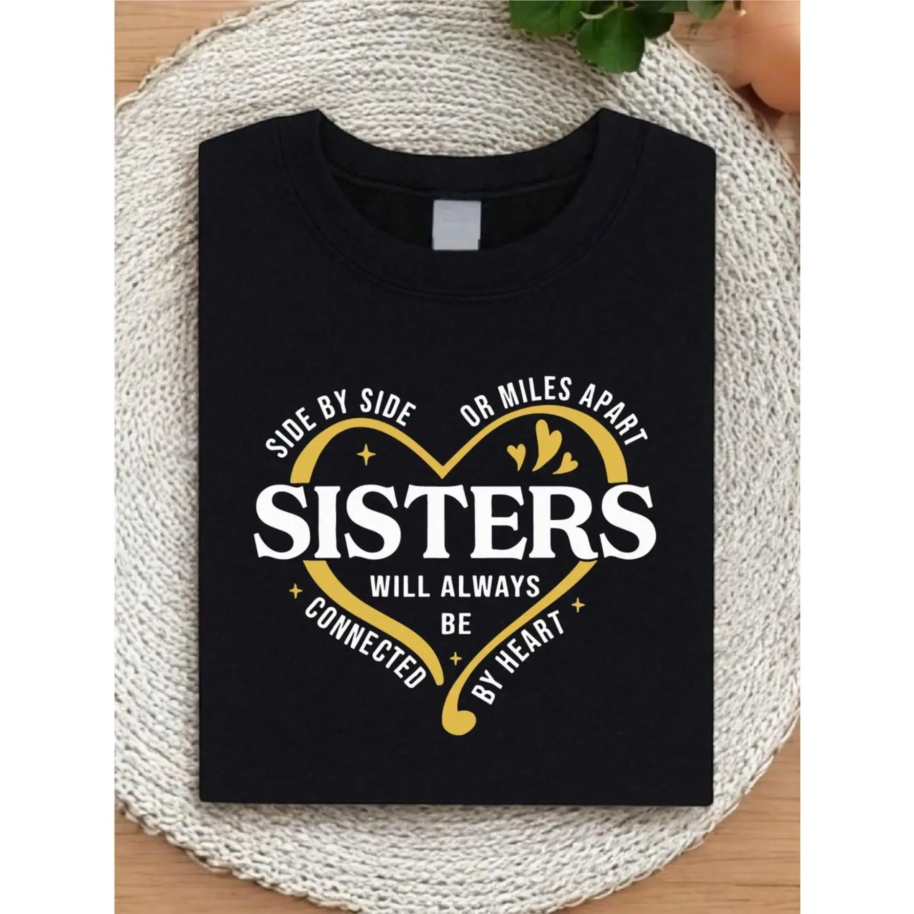 Women's Matching Sister Casual Cotton Apparel T-Shirts - Side-by-Side or Distant Design - Ideal for Sister Trips, Everyday Fit Wear