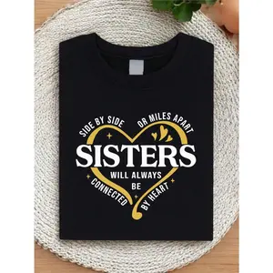 Side By Side Or Miles Apart Sisters T-Shirt, Sister Trip Shirt, Sister Vacation Matching Outfit, Weekend Trip Shirts For Sisters, Matching Sisters Shirt. graphic tee