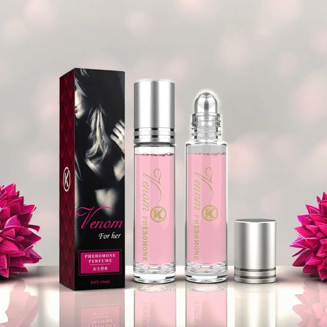 Pheromone Perfume Oil for Women, Venom Rollerball 0.34oz Duo with Floral Fruit Scent, Long‑Lasting Attraction Fragrance for Dates and Everyday Use, Enhances Confidence, Fragrance Perfume Oils