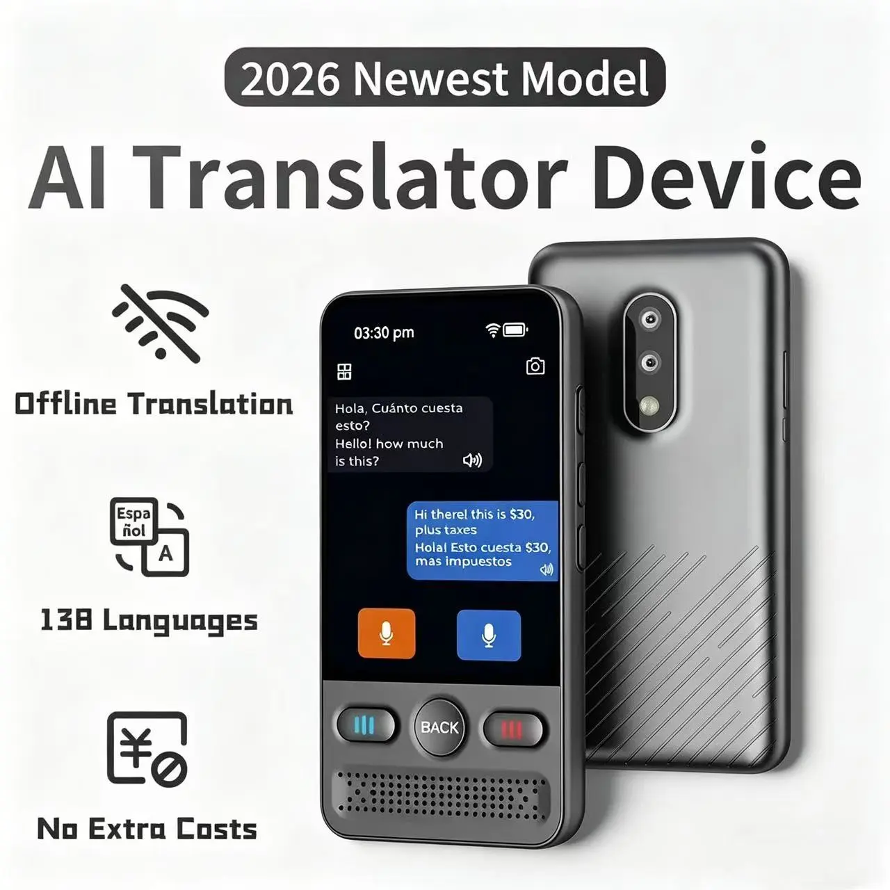 Portable Smart Ai Language Translator, Mini, Digital Products, Supports 138 Languages, Real-Time Voice & Image Translation, Ideal for Travel, Business, Learning