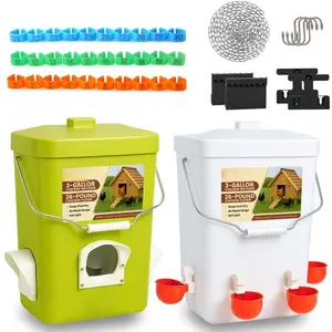 Chicken Feeder and Waterer Set, 3 Gallon/26 LB No  Poultry Feeding System with  Option, Automatic Coop Accessories for 10 , Upgraded Feeder Port Water Cup,  Winter Design
