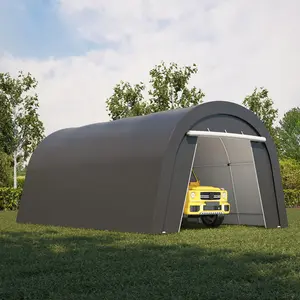 Royalcraft L Domed Carport, Portable Garage with 2 Roll up Doors, Heavy Duty Car Canopy Party Tent, All-Season Storage Shelter Shed Carport for Motorcycle, Boat, Truck, or Garden Tools