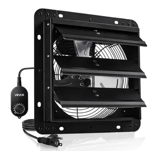 VEVOR 10 inch Shutter Exhaust Fan, Wall Mounted Attic Vent Fan with Variable Speed Controller, 900 CFM, AC Motor, Heavy-duty Steel, Low Noise for Shed, Garage, Greenhouse Ventilation Cooling, Black