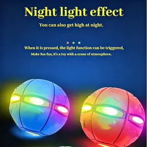 Magic Metaball Toy, 2-in-1 Dual Form Switchable Bouncing Ball & Flying Saucer with 6 LED Lights, Kids Parent-Child Interactive Play Toy