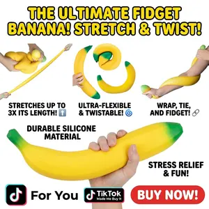 Fun banana squishy toy to brighten your desk, relieve stress, and keep hands busy! Squishy Fidgets