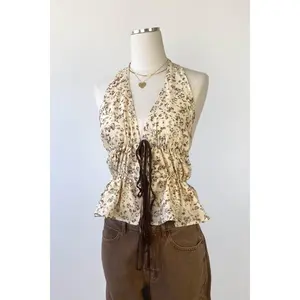 Floral Split Front Halter Top