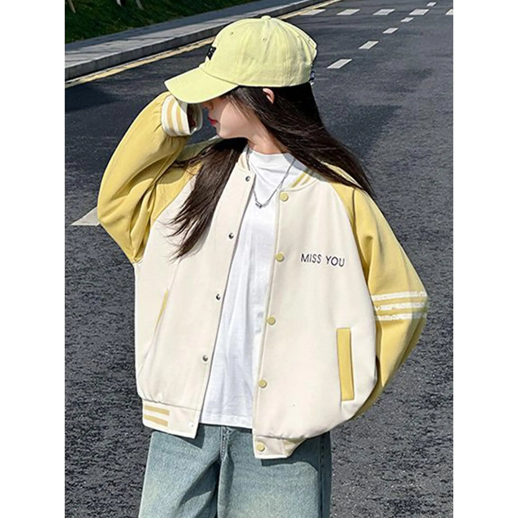 Casual Girls Varsity Jacket 2025, Stylish Baseball Coat for Fall, Trendy Sporty Outerwear for Toddler Teen Daily Wear School