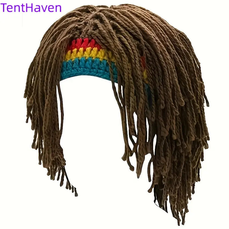 2026 Warm Knitted Hat Wig Hat Personalized Hip Hop Men's and Women's Trendy Hat reggae funny woolen hat