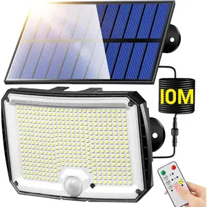 [318 LED/33FT/5 Modes] Solar Lights Outdoor Waterproof, Remote Motion Sensor Outdoor Lights, Ip65 Lámparas Luces Solares para Patio,Led Solar Powered Flood Lamp for Backyard,House,Porch,Garage