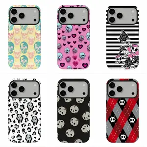 Coquette Goth Skull Phone Case, Viral Y2K Emo Aesthetic Protective Cover, Compatible for iPhone 17 16 15 14 13 12 11