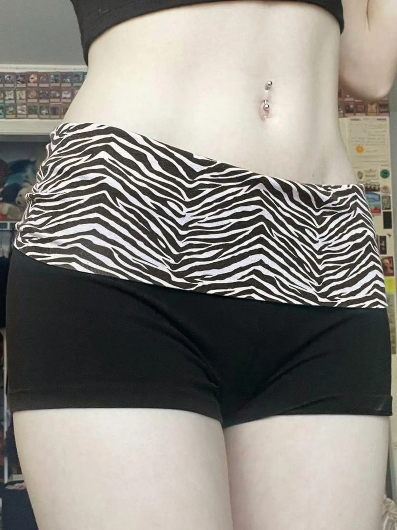 Women's Colorblock Zebra Stripe Print Shorts, Casual Comfy Skinny Shorts, Summer Outfits 2024, Ladies Bottoms