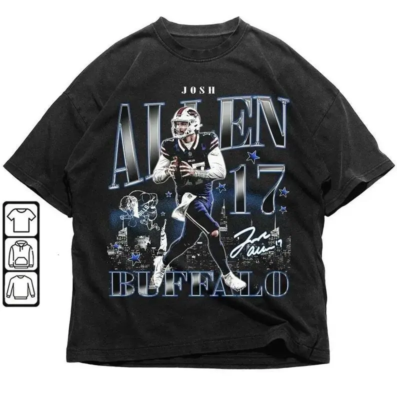 Josh Allen Shirt, Football American Washed Shirt , Football 90s Bootleg Inspired Gift Fan Unisex Shirt