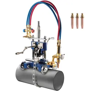 VEVOR CG2-11Y Manual Pipe Cutting Machine, 0.2-2 Thick Pipe Beveling Machine with 82-in Chain, 0-45 Adjusted Angle Gas Cutting Machine with 3 Tips, Portable Torch Beveling Gas Cutter