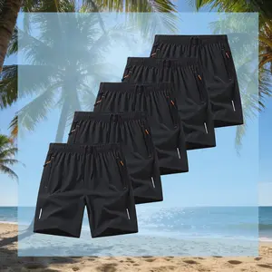 Men’s casual black shorts with zippered pockets, 5-pack,men’s shorts,shorts for summer,shorts for the summer,men shorts,men's shorts for summer