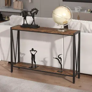 43 Inch Console Table,2-Tier Narrow Console Sofa Side Table,Premium Entryway Furniture for Hallway,Living Room,Vintage Color