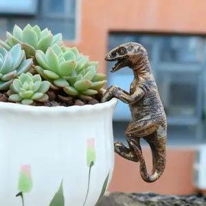 Resin Dinosaur Figurines Planter Decor - Little Cute Dinosaur Statue for Plant Pot - Decorative Ornament for Indoor & Outdoor, Patio, Yard Art, Fairy Garden - Adorable Birthday, Housewarming, Easter & Christmas Gift Idea for Dinosaur Lovers, Men & Women