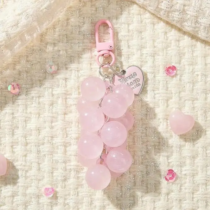 BIGWIG Acrylic Grape Shape Keychains - Cute Bubble Jelly Emulated Fruit Cluster, Boho Colorful Round Pearl Charm for Women’s Car Keys, Purses (Bohemian Style, Bag Accessory), Keychains For Women, Cute Keychains summerwins,summerwins