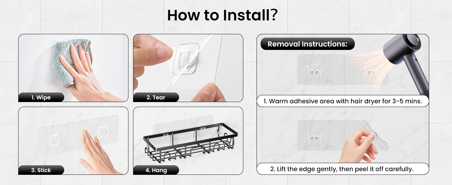 Benazcap Shower Caddy Set 3 Pack Anti-Rust Stainless Steel Wall Organizer with Soap Holder No Drill Installation for Bathroom Kitchen Home Storage