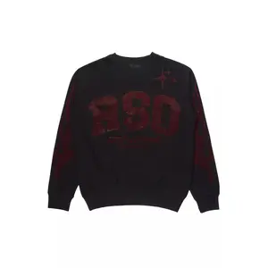 Zyric Black/Red Rhinestone Crewneck Sweatshirt