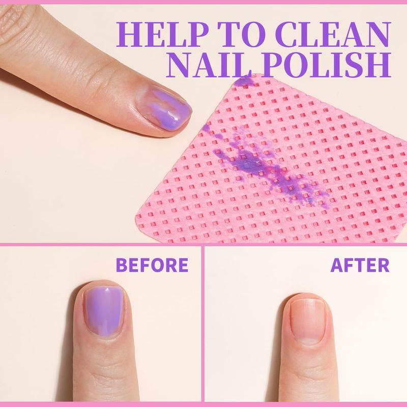 600Pcs/300Pcs Nail Wipes - Professional Lint-Free Nail Polish Remover Pads, UV Gel Cleansing Tissues, Unscented Manicure Prep And Finish Nail Art Cleaning Tool(Pink)