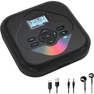 CD Player Portable, CD Player with Speakers,Rechargeable Player for  and ,Small Anti-Skip Player with Dual Headphone Jacks,WAV/FLAC/MP3/CD Compatible