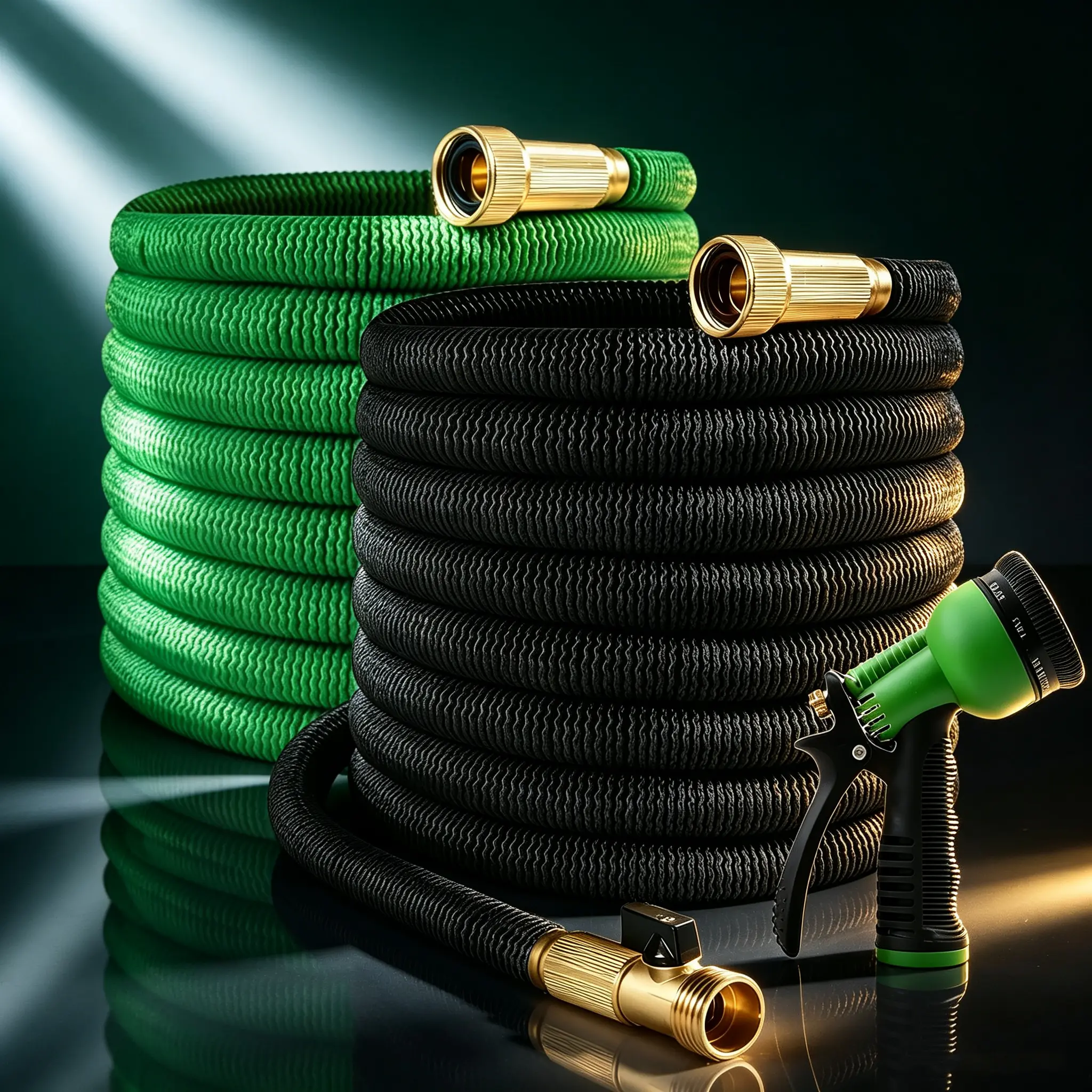 Leak Proof Hose, Heavy-Duty Nylon Outdoor Garden Pipe with Triple Latex Core and Solid Brass Connectors - Kink-Reducing with 8-Pattern Spray Nozzle & Bag, Expandable Water Hose, Garden Hose Compatible