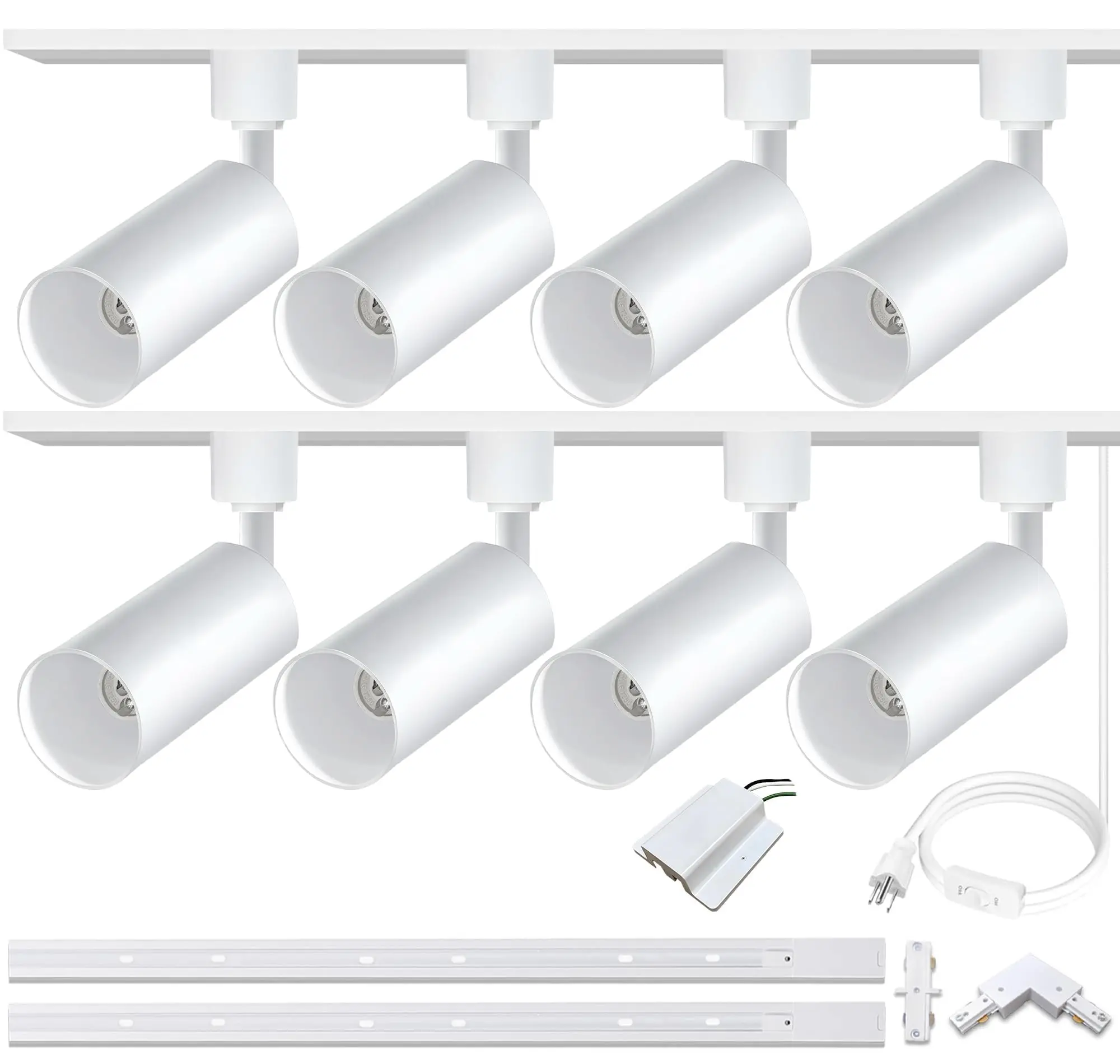 Bravsekai White GU10 LED Track Lighting Kit, GU10 Track Light Heads with 2*3.28FT H Track Light Rail 8PCS Ceiling Spotlight Fixture for Home and Shop, No Bulbs