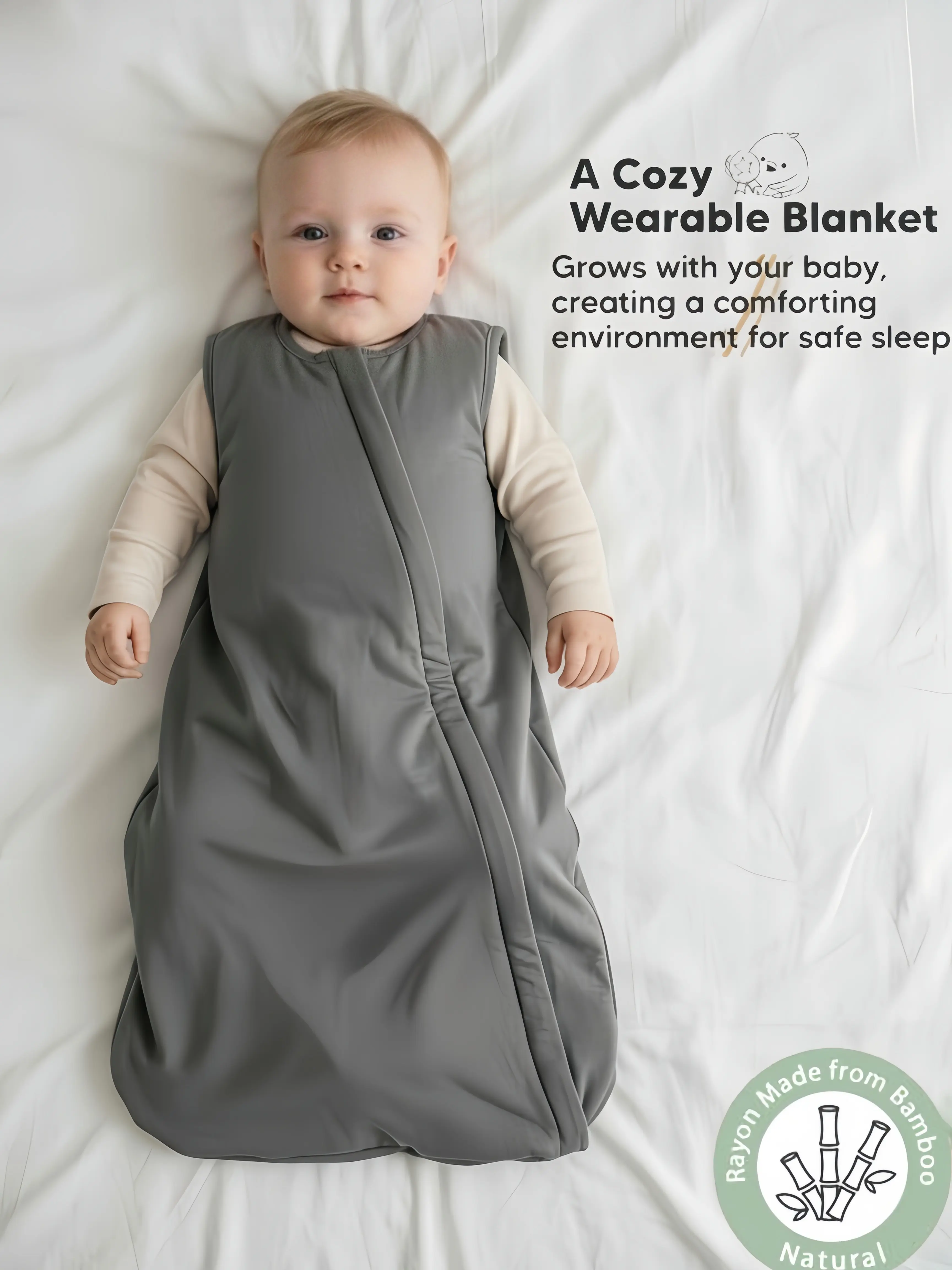 DownyNest Unisex Infant Sleep Sack - Bamboo Cotton, 2-Way Zipper, TOG 1.0 Quilted Soft Wearable Blanket for Newborns, Ideal Christmas Baby Gift campingessentials