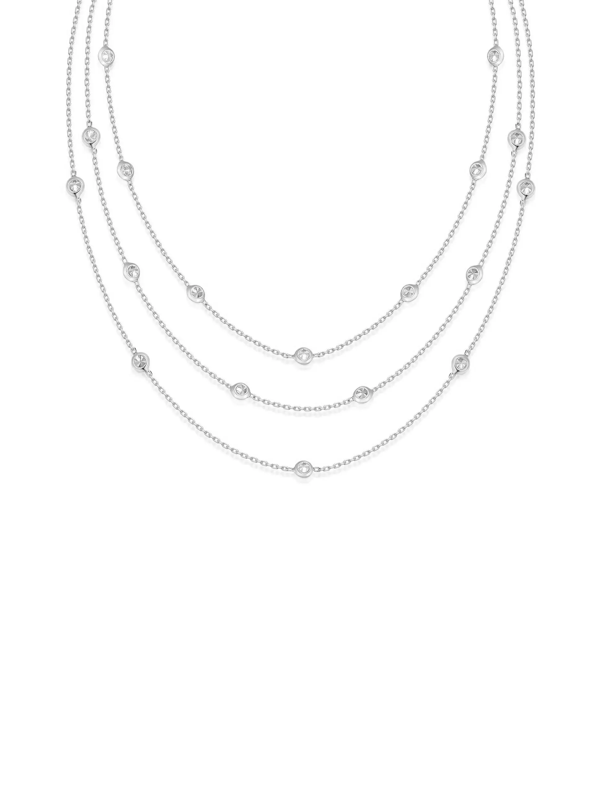 Ettika Crystal Dotted Layered Necklace - 18k Gold Plated Brass Cubic Zirconia Women's Jewelry with 3" Extender and Lobster Clasp Iced Out Chains