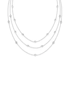 Ettika Crystal Dotted Layered Necklace - 18k Gold Plated Brass Cubic Zirconia Women's Jewelry with 3" Extender and Lobster Clasp Iced Out Chains