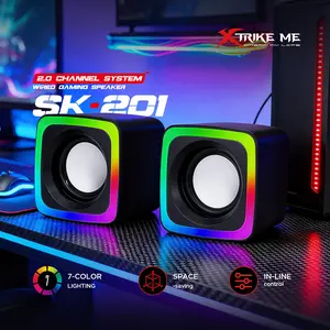 SK-201 Wired Desktop Stereo Speaker Set, 2-Inch Dual Driver Units, 3wx2 Power Output, USB 5v Supply, 3.5mm Audio Interface, Compact Design