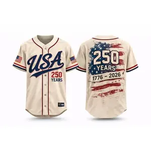 Full Print USA 250 Years Baseball Jersey Jersey, 1776–2026 Patriotic USA Baseball Jersey Shirt, Print Baseball Jersey, Sport Jersey for Men and Women, Baseball Jersey Style
