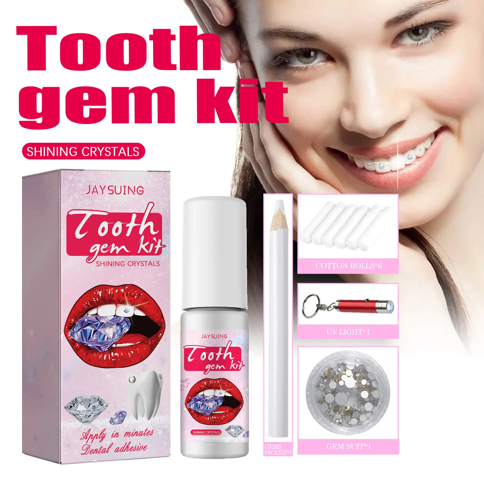 Tooth Gems Kit | DIY Crystal Tooth Jewelry Set | Easy Apply & Remove Dental Gems for Sparkling Smile Accessories