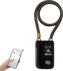 Nulock Keyless Bluetooth Bike/Motorcycle/Gate Lock IP44 Splash-Proof Cycling Lock with 110db Alarm, 0.38" Diameter 24-inch (2ft) Braided Steel Cable Padlock for Gate(2025 Version)