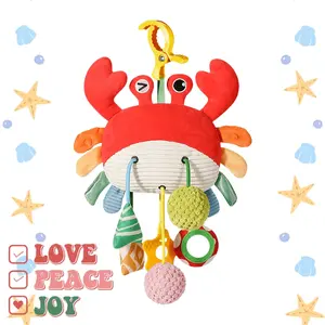 Baby Bed Bell Plush Toy, Cute, Sensory, Suitable for Crib Rail, Stroller Handle, Car Seat, Baby Travel Sitting Interactive Play, Infant 0+ Months, Holiday Gift