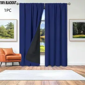 1PC  Solid Color 100% Blackout Curtains, Full Blackout Fabric for Bedroom, Living Room & Office Privacy, Blackout Window Cover