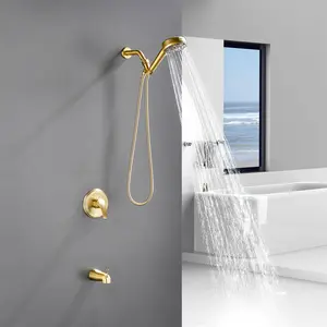 Tub and Shower Faucet Kit with Adjustable 7 modes 4.7-Inch ABS Filtered Hand Shower Valve Included - Brushed Gold, Brushed Nickel, Matte Black Massage
