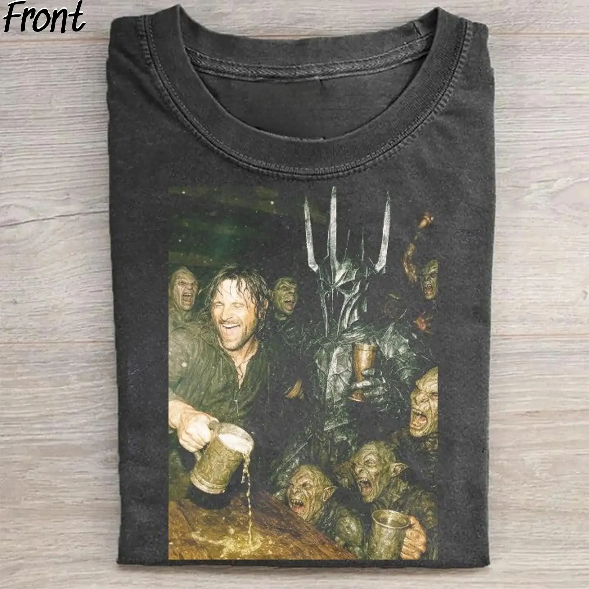 Vintage Funny Aragorn and Sauron In The Dance Party Graphic Tee, The Lord of The Rings Movie Shirt, LOTR Merch, Iconic Movie Shirt, Retro Fantasy Movie Shirt, Fantasy Novel, 100% Cotton Lightweight Shortsleeve