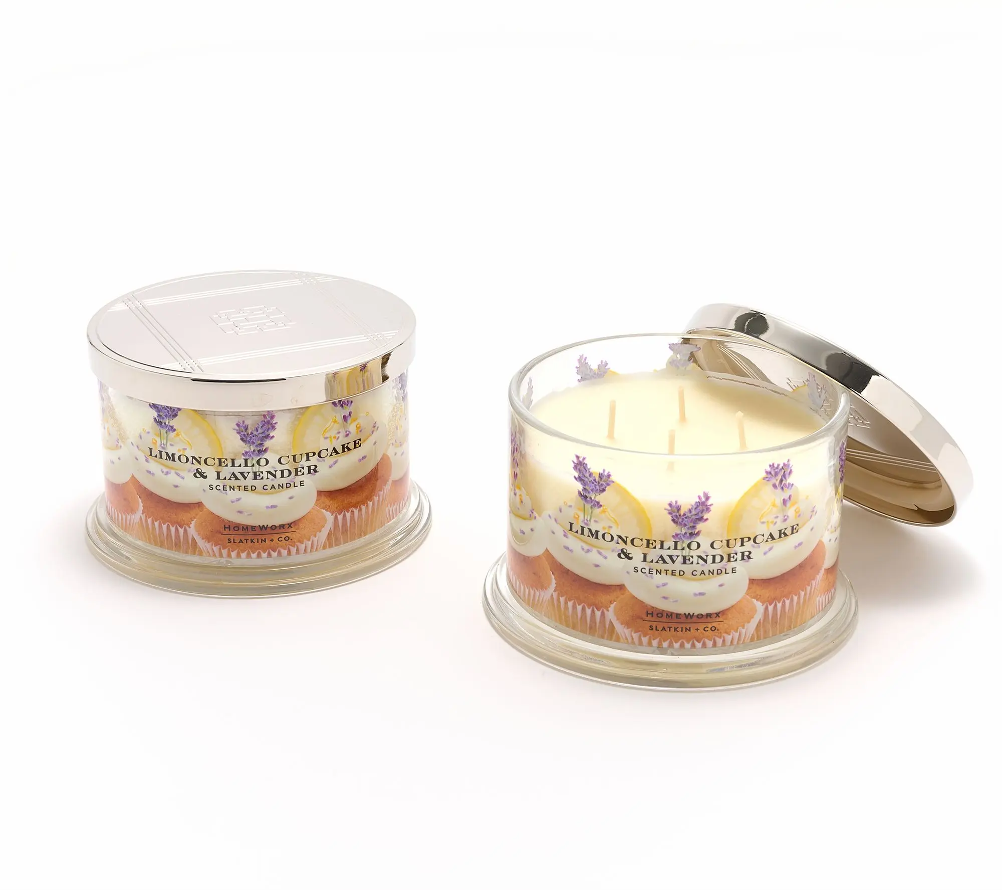 HomeWorx by Slatkin + Co. S/2 18oz Lavender&Limon Cupcake Candles HomeWorx by Slatkin + Co. S/2 18oz Lavender&Limon Cupcake Candles