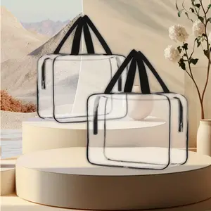 2pcs Set of Transparent PVC Zipper Storage Bags, Reusable, Large Capacity, Ideal for Storing Large Household Items, Travel Storage Bags, Beach Organizer Bags, Luggage Organizer Pouches