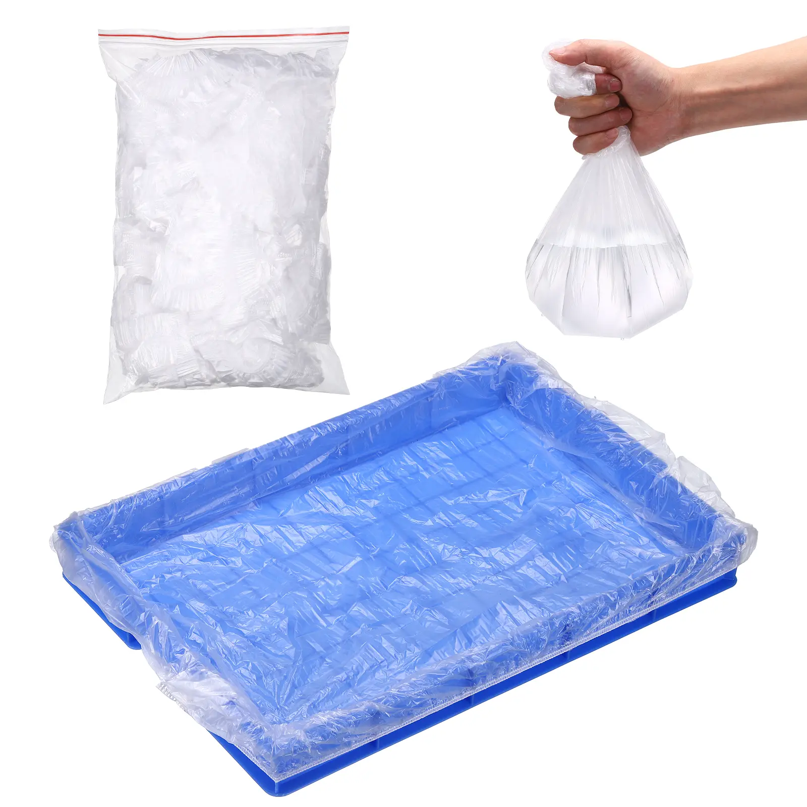 PETAXCELL Disposable Bird Cage Liners Clear Plastic Cage Liners for Pallets Tray Universal Elastic Film 50pcs Intended for Parakeet / Cockatiels / Rabbit / Guinea Pig, 6.3inch-11.8inch
