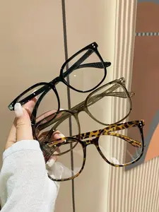 3 Pair of simple square frame eyeglasses, metal lightweight design, pass unisex, suitable for work, study and daily wear, provide anti-blue light eye protection, enhance the temperament look.