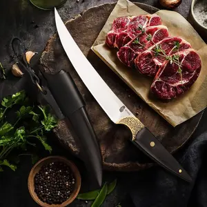 Black Moon - Black Sandalwood Handle Knife, Sharp hand - held meat knife, meat - cutting and bone - picking knife, fruit knife, portable knife for outdoor barbecue and camping