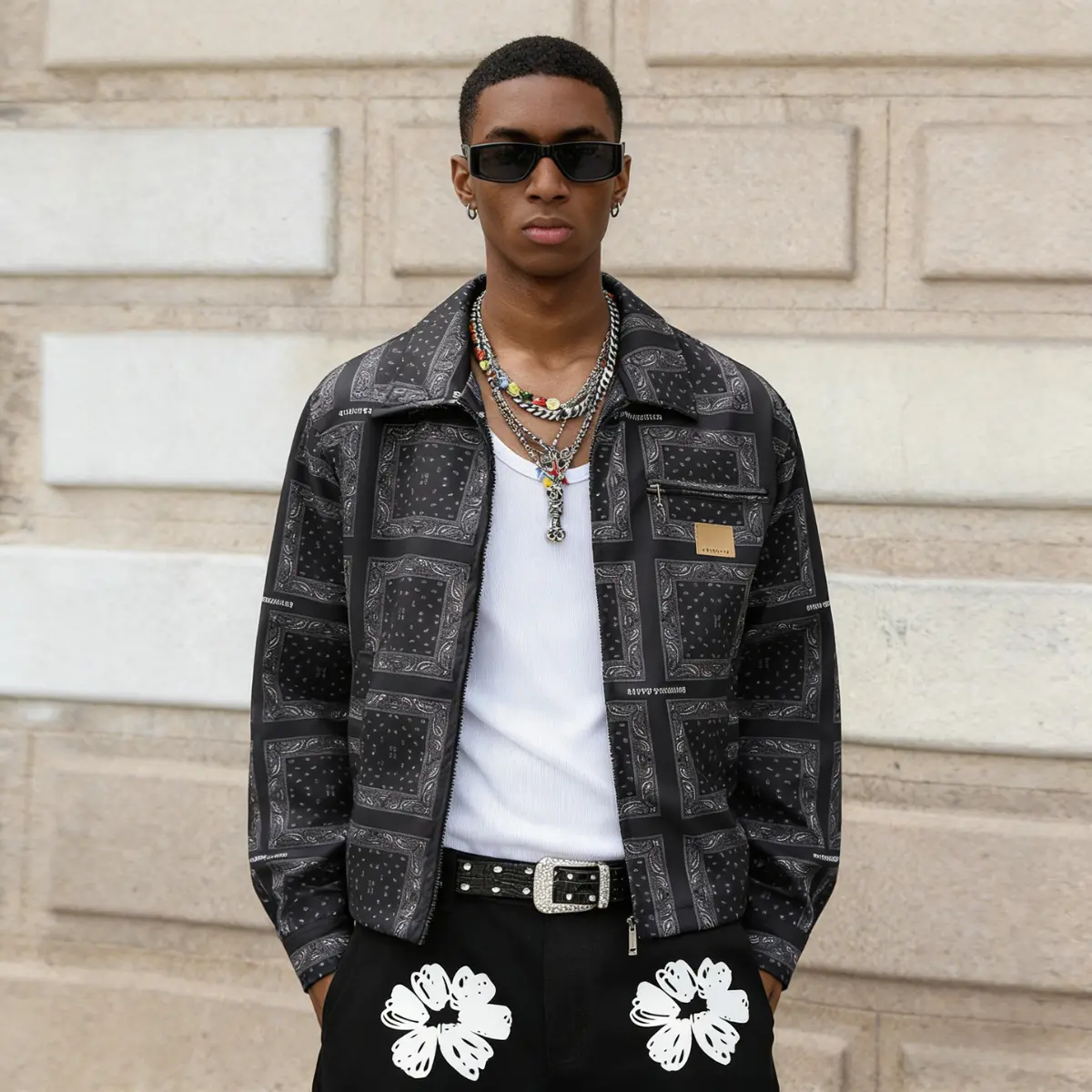 Men's Fitted Plaid & Paisley Print Coat, Casual Collared Zip-Up Menswear with Chest Pocket for Streetwear and Daily Wear, Coats, Stylish, Grid, Collared Neck, Lightweight, Polyester, Jacket, Tops, Blend Of Style And Functionality