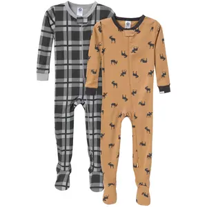 Gerber Toddler Boys' Snug Fit Footed Pajamas, 2-Pack, Moose