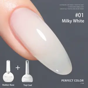 【Mother's Day】12ml Rubber Base Builder Gel,Needed Top Coat & UV/LED, Long Lasting 4-in-1 Milky White Foundation for Nails Strengthening & Thickening, Self-Leveling Soak Off Gel for Weak Damaged Nails summervibes