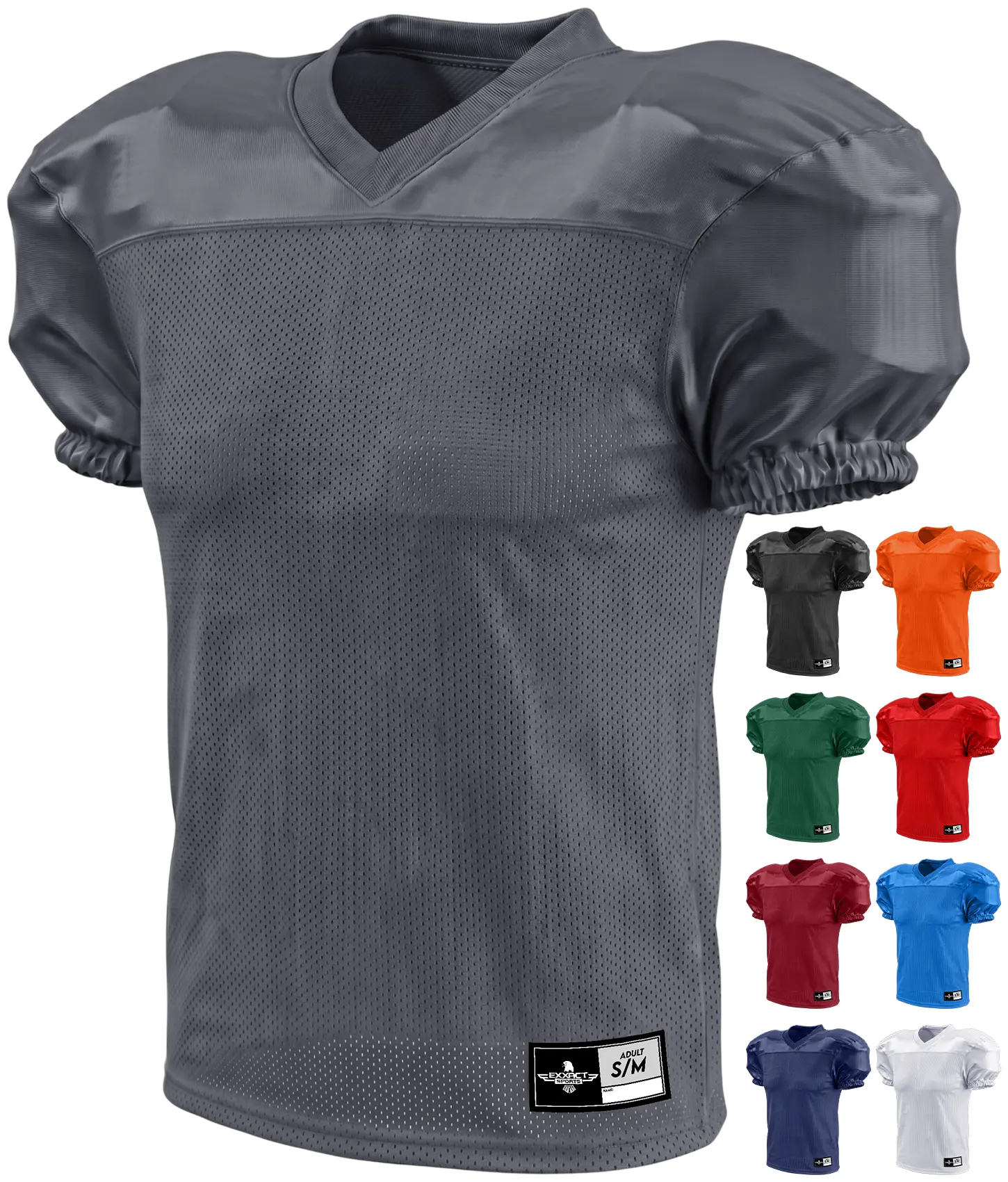Exxact Sports Men's Mesh Football Practice Jersey - Pro-Style 2-Layer Rip-Resistant Top, Lightweight, Breathable & Quick-Dry, Football Jersey Style, Mesh Fabric, Short Sleeves