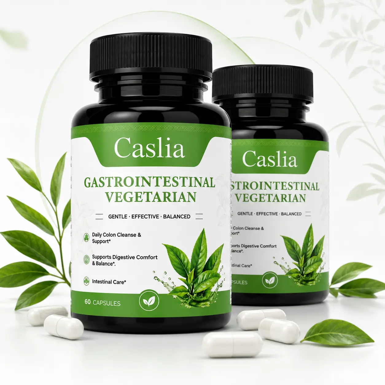 Caslia Gut Wellness Supplement 2 Pack | Plant-Based Herbal Digestive Support Capsules with Senna & Cascara Sagrada | Vegetarian Caffeine-Free Formula for Daily Wellness Routine | Adults | 120 Capsules clean fitness supplement  potent herbal ingredient