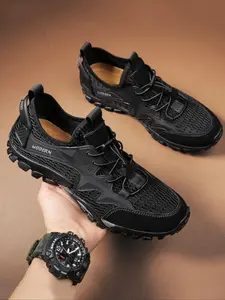 Men's Mesh Breathable Lightweight Hiking Shoes, Casual Comfortable Sports Outdoor Shoes, Non-slip Sneakers for Outdoor Activities, Athletic Shoes, Sports Running Shoes