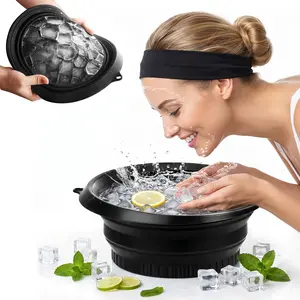 Ice Tray-Face Bowl for Ice with Built-in  – Collapsible Silicone Facial Ice Bath Bowl for Cold Plunge Therapy, Skin Tightening Portable Spa Tool for Home & Travel Ice Bath Bowl, Facial Plunge Bowl for Skin Tightening